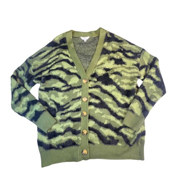 Time And Tru Cardigan XL Green Camo Buttons  Militarycore Edgy Layering Knitwear - Picture 7 of 11